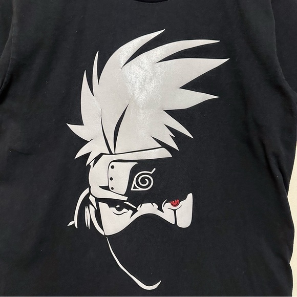 Vintage Y2K Naruto Kakashi Original Reflective Silver Head Graphic Tee /T-shirt - Picture 2 of 3